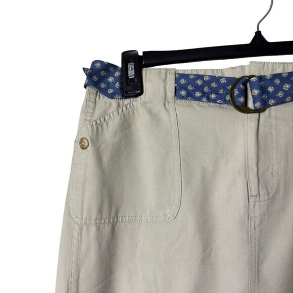 Vintage Button Up Midi Skirt Size 16P Academia Tan Belt Preppy Twee Classic - Picture 4 of 9